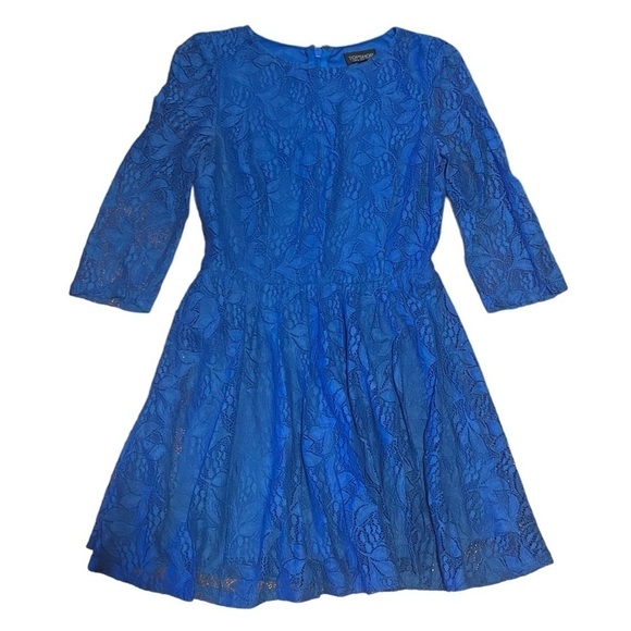Topshop lace dress royal blue hidden back zip lined size 2 - Picture 1 of 4
